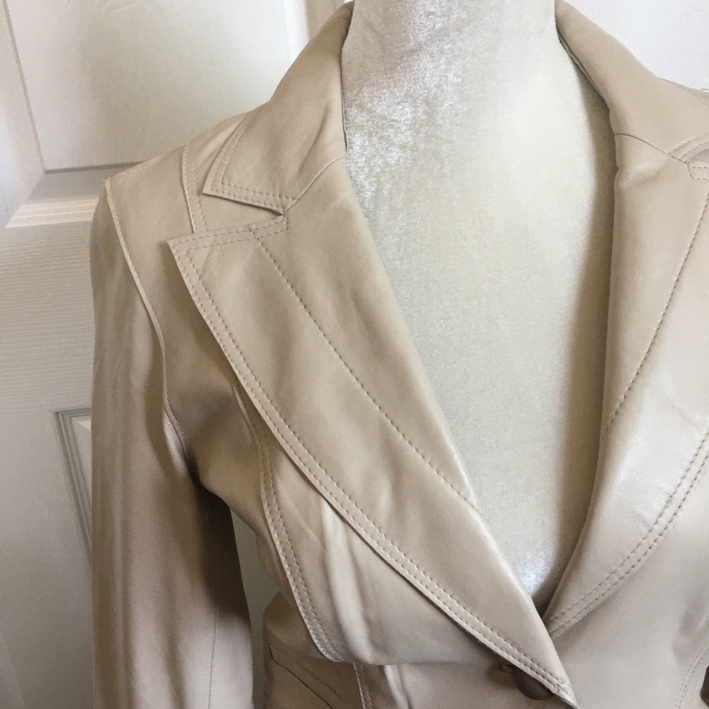 ALBERTO MAKALI beige lamb Leather jacket - Picture 6 of 11